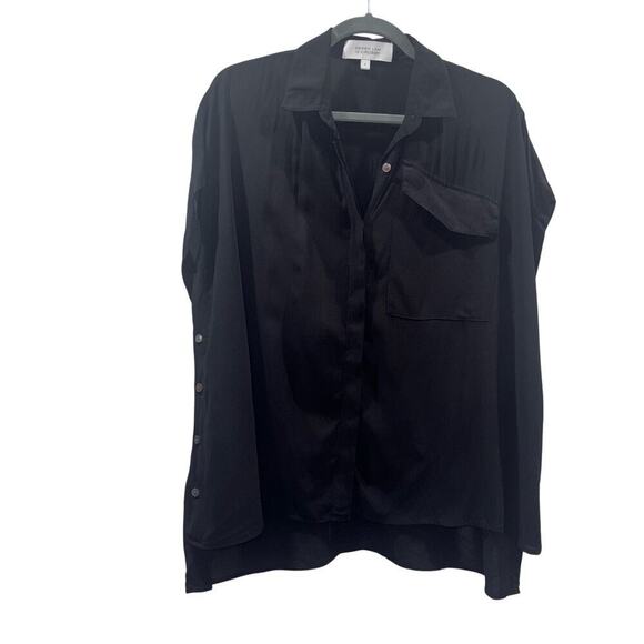 Derek Lam 10 Crosby Tops - Derek Lam 10 Crosby Black Silk Blend Button Front and Side Shirt – Size 4